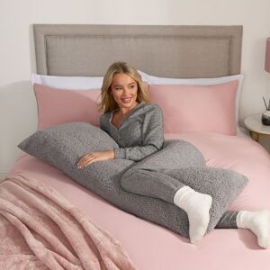 OHS Long Bolster Pillow Teddy Fleece Body Neck Pregnancy Support Cushion in Grey Grey OHS Long Bolster Pillow Teddy Fleece Body Neck Pregnancy Support Cushion in Grey Grey