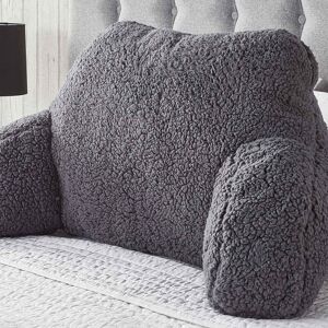 OHS Teddy Fleece Bed Reading Cushion Pillow with Arms Lumbar Support in Charcoal Charcoal OHS Teddy Fleece Bed Reading Cushion Pillow with Arms Lumbar Support in Charcoal Charcoal