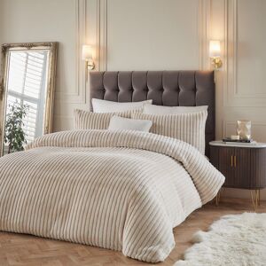 Paoletti Alpine Striped Faux Fur Duvet Cover Set in Light Beige Size: King Light Beige King Paoletti Alpine Striped Faux Fur Duvet Cover Set in Light Beige Size: King Light Beige King