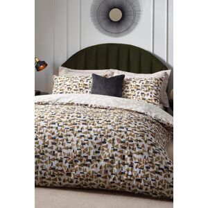 HOEM City Abstract Geometric Cotton Rich Reversible Duvet Cover Set in Light Brown Size: Double Light Brown Double HOEM City Abstract Geometric Cotton Rich Reversible Duvet Cover Set in Light Brown Size: Double Light Brown Double