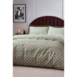 HOEM Alexah Abstract Geometric Cotton Rich Duvet Cover Set in Olive Size: Single Olive Single HOEM Alexah Abstract Geometric Cotton Rich Duvet Cover Set in Olive Size: Single Olive Single