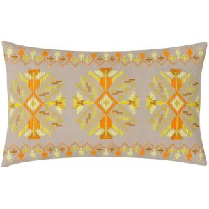 Furn Kalina Embroidered Geometric Feather Filled Cushion in Yellow Yellow Furn Kalina Embroidered Geometric Feather Filled Cushion in Yellow Yellow