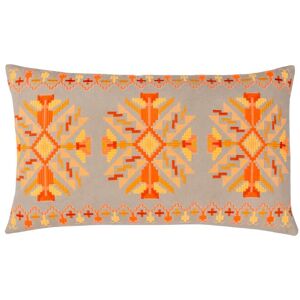 Furn Kalina Embroidered Geometric Feather Filled Cushion in Orange Orange Furn Kalina Embroidered Geometric Feather Filled Cushion in Orange Orange