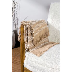 HOEM Jour Bouclé Yarn Woven Fringed Throw in Beige Size: 130 cm x 180 cm Beige 130 cm x 180 cm HOEM Jour Bouclé Yarn Woven Fringed Throw in Beige Size: 130 cm x 180 cm Beige 130 cm x 180 cm