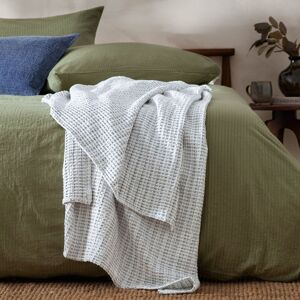 Yard Waffle 100% Cotton Textured Bedspread in Blue Blue Yard Waffle 100% Cotton Textured Bedspread in Blue Blue
