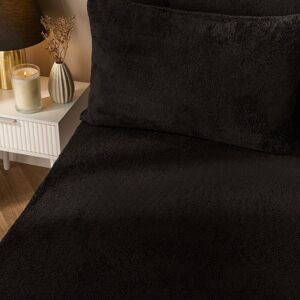 OHS Teddy Fleece Thermal Fitted Bed Sheet in Black Size: King Fitted Black King Fitted OHS Teddy Fleece Thermal Fitted Bed Sheet in Black Size: King Fitted Black King Fitted