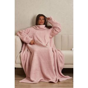 OHS Women's Teddy Fleece Blanket with Sleeves Wearable Throw in Light Pink Light Pink OHS Women's Teddy Fleece Blanket with Sleeves Wearable Throw in Light Pink Light Pink