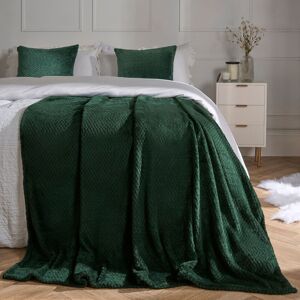 Dreamscene - Luxury Waffle Mink Throw - Dark Green - Throw Dreamscene - Luxury Waffle Mink Throw - Dark Green - Throw