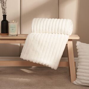 OHS Faux Fur Ribbed Fleece Throw Over Bed Blanket Winter Warm Supersoft in White Size: 120 cm x 150 cm White 120 cm x 150 cm OHS Faux Fur Ribbed Fleece Throw Over Bed Blanket Winter Warm Supersoft in White Size: 120 cm x 150 cm White 120 cm x 150 cm