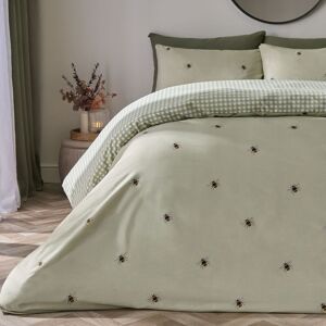 OHS Bee Gingham Reversible Bedding Set Duvet Cover with Pillowcase in Light Green Size: King Light Green King OHS Bee Gingham Reversible Bedding Set Duvet Cover with Pillowcase in Light Green Size: King Light Green King