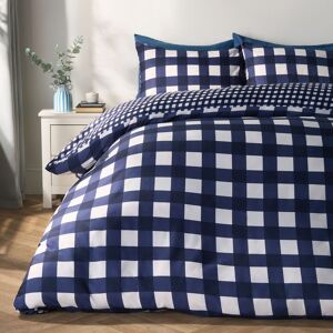 OHS Gingham Reversible Bedding Set Duvet Cover with Pillowcase in Navy Size: Single Navy Single OHS Gingham Reversible Bedding Set Duvet Cover with Pillowcase in Navy Size: Single Navy Single