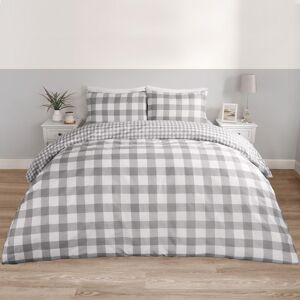 OHS Gingham Reversible Bedding Set Duvet Cover with Pillowcase in Grey Size: Double Grey Double OHS Gingham Reversible Bedding Set Duvet Cover with Pillowcase in Grey Size: Double Grey Double