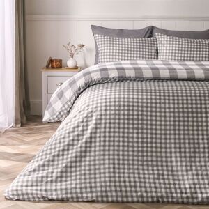 OHS Gingham Reversible Bedding Set Duvet Cover with Pillowcase in Grey Size: King Grey King OHS Gingham Reversible Bedding Set Duvet Cover with Pillowcase in Grey Size: King Grey King
