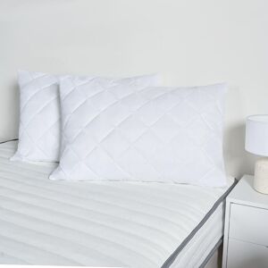 OHS Pillow Protector Cases Soft Touch Cushion Cover 2 Pack Pinsonic Quilted Set Pair in White White OHS Pillow Protector Cases Soft Touch Cushion Cover 2 Pack Pinsonic Quilted Set Pair in White White