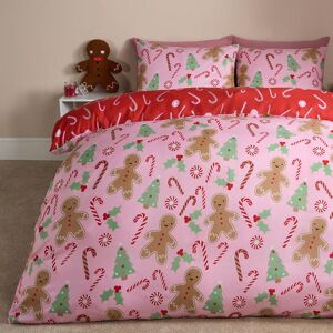 OHS Gingerbread Man Reversible Bedding Set Duvet Cover with Pillowcase in Pink Size: Double Pink Double OHS Gingerbread Man Reversible Bedding Set Duvet Cover with Pillowcase in Pink Size: Double Pink Double