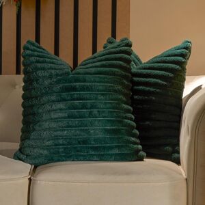 OHS - Green Faux Fur Ribbed 45x45cm Cushion Cover - Pack of 2 OHS - Green Faux Fur Ribbed 45x45cm Cushion Cover - Pack of 2