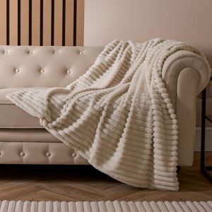 OHS Faux Fur Ribbed Fleece Throw Over Bed Blanket Winter Warm Supersoft in Natural Natural OHS Faux Fur Ribbed Fleece Throw Over Bed Blanket Winter Warm Supersoft in Natural Natural