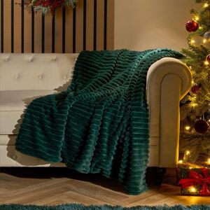 OHS Faux Fur Ribbed Fleece Throw Over Bed Blanket Winter Warm Supersoft in Dark Green Dark Green OHS Faux Fur Ribbed Fleece Throw Over Bed Blanket Winter Warm Supersoft in Dark Green Dark Green