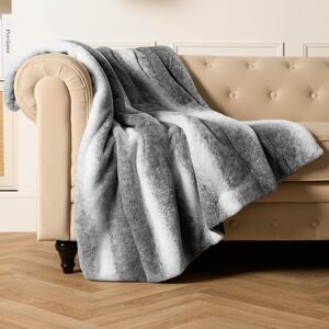 OHS Stripe Throw Over Blanket Faux Fur Soft Fleece in Light Grey Size: 125 cm x 150 cm Light Grey 125 cm x 150 cm OHS Stripe Throw Over Blanket Faux Fur Soft Fleece in Light Grey Size: 125 cm x 150 cm Light Grey 125 cm x 150 cm