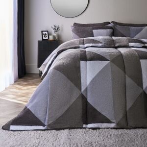 OHS Geometric Teddy Fleece Coverless Duvet Quilt Geo Bedding Set 10.5 TOG Pillowcase in Light Grey Size: King Light Grey King OHS Geometric Teddy Fleece Coverless Duvet Quilt Geo Bedding Set 10.5 TOG Pillowcase in Light Grey Size: King Light Grey King