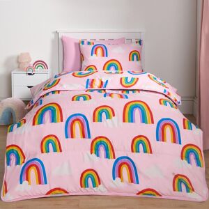 OHS Coverless Duvet Pillowcase Rainbow 10.5 Tog Bedding Set Travel Soft Quilt in Pink Size: Single Pink Single OHS Coverless Duvet Pillowcase Rainbow 10.5 Tog Bedding Set Travel Soft Quilt in Pink Size: Single Pink Single
