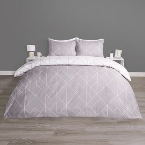 OHS Geometric Reversible Bedding Set Soft Duvet Cover with Pillowcase in Light Grey Size: Super King Light Grey Super King OHS Geometric Reversible Bedding Set Soft Duvet Cover with Pillowcase in Light Grey Size: Super King Light Grey Super King