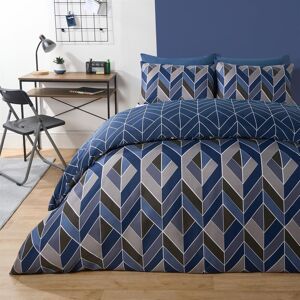 OHS Geo Duvet Cover Bedding Set Pillowcase Reversible Quilt Soft Chevron in Dark Navy Size: King Dark Navy King OHS Geo Duvet Cover Bedding Set Pillowcase Reversible Quilt Soft Chevron in Dark Navy Size: King Dark Navy King