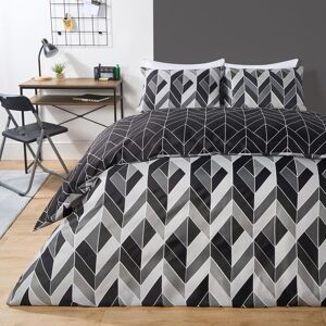 OHS Geo Duvet Cover Bedding Set Pillowcase Reversible Quilt Soft Chevron in Light Grey Size: Double Light Grey Double OHS Geo Duvet Cover Bedding Set Pillowcase Reversible Quilt Soft Chevron in Light Grey Size: Double Light Grey Double