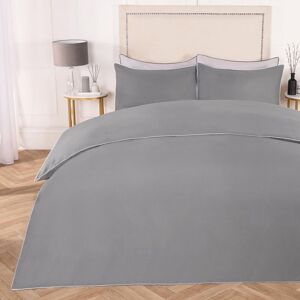 OHS Piped Edge Bedding Set Soft Duvet Cover with Pillowcase in Charcoal Size: Double Charcoal Double OHS Piped Edge Bedding Set Soft Duvet Cover with Pillowcase in Charcoal Size: Double Charcoal Double