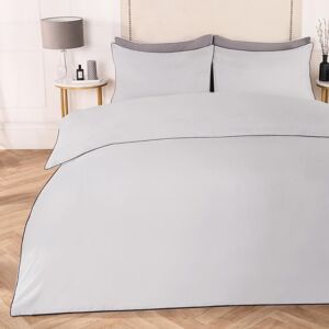 OHS Piped Edge Bedding Set Soft Duvet Cover with Pillowcase in Light Grey Size: Double Light Grey Double OHS Piped Edge Bedding Set Soft Duvet Cover with Pillowcase in Light Grey Size: Double Light Grey Double