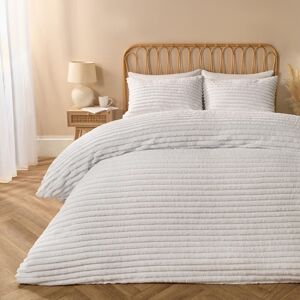 OHS Tufted Duvet Cover Set Quilt Bedding Pillowcase Soft Stripes in White Size: King White King OHS Tufted Duvet Cover Set Quilt Bedding Pillowcase Soft Stripes in White Size: King White King