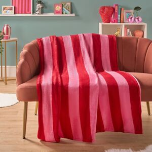 OHS Stripe Fleece Throw Over Bedspread Ultra Soft Warm Sofa Bed Blanket Travel Plush in Red Red OHS Stripe Fleece Throw Over Bedspread Ultra Soft Warm Sofa Bed Blanket Travel Plush in Red Red