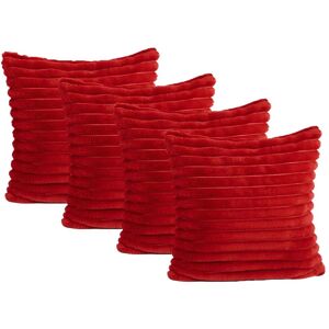 OHS - Ribbed Faux Fur Cushion Covers - Red - 45x45 - Pack 4 OHS - Ribbed Faux Fur Cushion Covers - Red - 45x45 - Pack 4