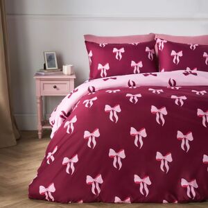 OHS Bows Microfibre Reversible Bedding Set Duvet Cover with Pillowcase in Burgundy Size: Single Burgundy Single OHS Bows Microfibre Reversible Bedding Set Duvet Cover with Pillowcase in Burgundy Size: Single Burgundy Single