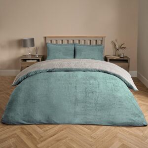 OHS Reversible Teddy Duvet Cover with Pillowcase in Duck Egg Blue Size: Single Duck Egg Blue Single OHS Reversible Teddy Duvet Cover with Pillowcase in Duck Egg Blue Size: Single Duck Egg Blue Single