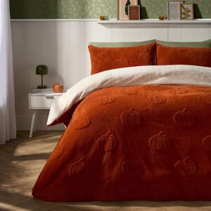OHS Pumpkin Tufted Teddy Fleece Super Soft Duvet Set with Pillowcase in Burnt Orange Size: King Burnt Orange King OHS Pumpkin Tufted Teddy Fleece Super Soft Duvet Set with Pillowcase in Burnt Orange Size: King Burnt Orange King