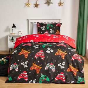 OHS Xmas Gaming Bedding Set Reversible Duvet Cover with Pillowcase in Black Size: Single Black Single OHS Xmas Gaming Bedding Set Reversible Duvet Cover with Pillowcase in Black Size: Single Black Single