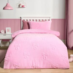 OHS Bows Tufted Teddy Fleece Super Soft Duvet Set with Pillowcase in Pink Size: Double Pink Double OHS Bows Tufted Teddy Fleece Super Soft Duvet Set with Pillowcase in Pink Size: Double Pink Double