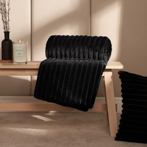 OHS Ribbed Faux Fur Throw Super Soft Fluffy Thick Fleece Bed Blanket in Black Size: 150 cm × 200 cm Black 150 cm × 200 cm OHS Ribbed Faux Fur Throw Super Soft Fluffy Thick Fleece Bed Blanket in Black Size: 150 cm × 200 cm Black 150 cm × 200 cm