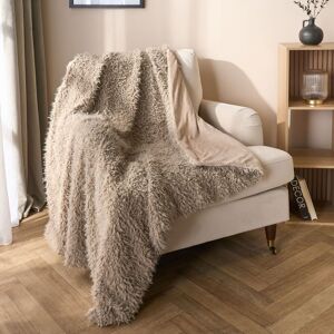 OHS Sofia Faux Fur Fleece Reversible Throw Super Soft Fluffy Blanket in Light Brown Size: 120 cm x 150 cm Light Brown 120 cm x 150 cm OHS Sofia Faux Fur Fleece Reversible Throw Super Soft Fluffy Blanket in Light Brown Size: 120 cm x 150 cm Light Brown 120 cm x 150 cm
