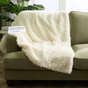 OHS Sofia Faux Fur Fleece Reversible Throw Super Soft Fluffy Blanket in Cream Size: 120 cm x 150 cm Cream 120 cm x 150 cm OHS Sofia Faux Fur Fleece Reversible Throw Super Soft Fluffy Blanket in Cream Size: 120 cm x 150 cm Cream 120 cm x 150 cm