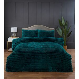 Rapport Home Chunky Ribbed Fur Polyester Soft & Cozy Duvet Cover Set With Pillowcase in Green Size: Single Green Single Rapport Home Chunky Ribbed Fur Polyester Soft & Cozy Duvet Cover Set With Pillowcase in Green Size: Single Green Single