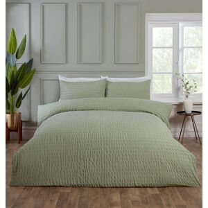 Rapport Home Seersucker Polycotton Luxury Duvet Cover Set with Pillowcase in Green Size: King Green King Rapport Home Seersucker Polycotton Luxury Duvet Cover Set with Pillowcase in Green Size: King Green King