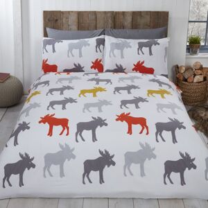 Rapport Home Moose Cotton Duvet Cover Set With Pillowcase in Light Grey Size: Super King Light Grey Super King Rapport Home Moose Cotton Duvet Cover Set With Pillowcase in Light Grey Size: Super King Light Grey Super King