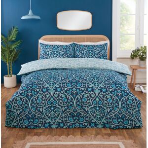 Rapport Home Harrow Microfibre Floral Reversible Duvet Cover Set with Pillowcase in Blue Size: Double Blue Double Rapport Home Harrow Microfibre Floral Reversible Duvet Cover Set with Pillowcase in Blue Size: Double Blue Double