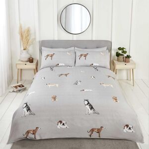 Rapport Home Paws & Tails Microfibre Reversible Duvet Set with Pillowcase in Grey Size: Double Grey Double Rapport Home Paws & Tails Microfibre Reversible Duvet Set with Pillowcase in Grey Size: Double Grey Double