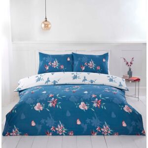 Rapport Home Hummingbird Microfibre Floral Duvet Cover Set With Pillowcase in Blue Size: King Blue King Rapport Home Hummingbird Microfibre Floral Duvet Cover Set With Pillowcase in Blue Size: King Blue King