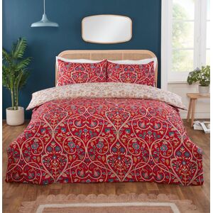 Rapport Home Harrow Microfibre Floral Reversible Duvet Cover Set with Pillowcase in Red Size: Double Red Double Rapport Home Harrow Microfibre Floral Reversible Duvet Cover Set with Pillowcase in Red Size: Double Red Double