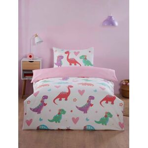 Rapport Home Dino Daisy Microfibre Reversible Duvet Cover Set with Pillowcase Size: Toddler Multicolor Toddler Rapport Home Dino Daisy Microfibre Reversible Duvet Cover Set with Pillowcase Size: Toddler Multicolor Toddler