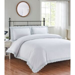 Rapport Home Elise Embroidered Floral Polyester Duvet Cover Set with Pillowcase in White Size: Double White Double Rapport Home Elise Embroidered Floral Polyester Duvet Cover Set with Pillowcase in White Size: Double White Double